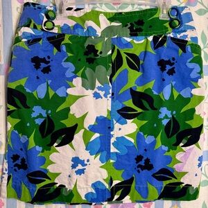 Vintage Y2K Jones New York Sport Petite Blue Green And White Floral Mini Skirt